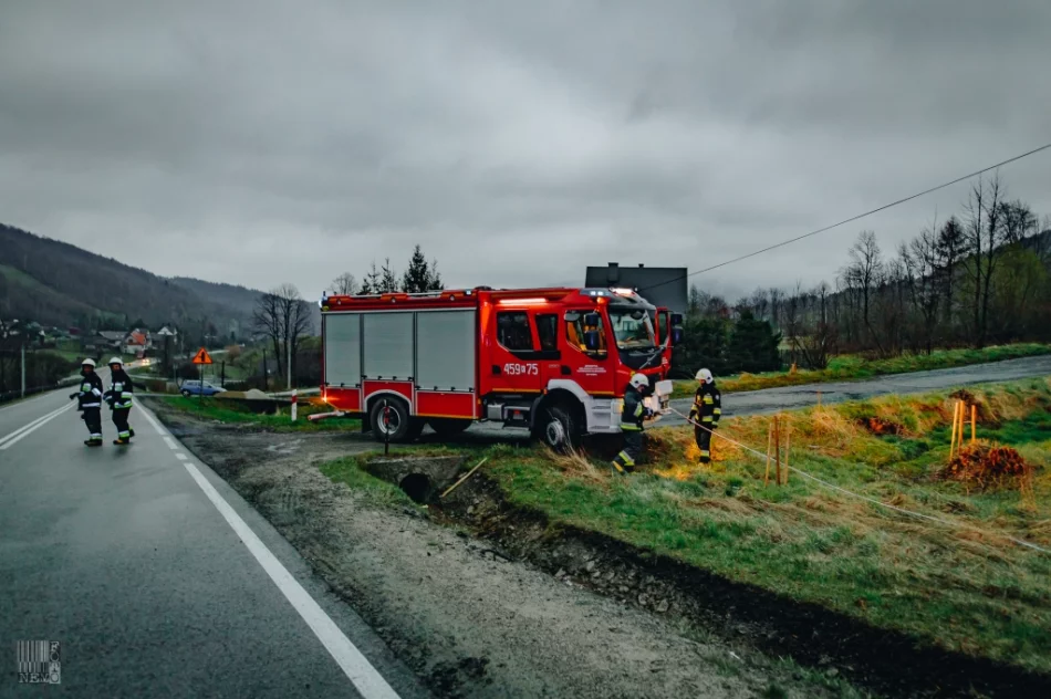 Samochód wypadł z jezdni i zatrzymał się w przydrożnym rowie - zdjęcie 2