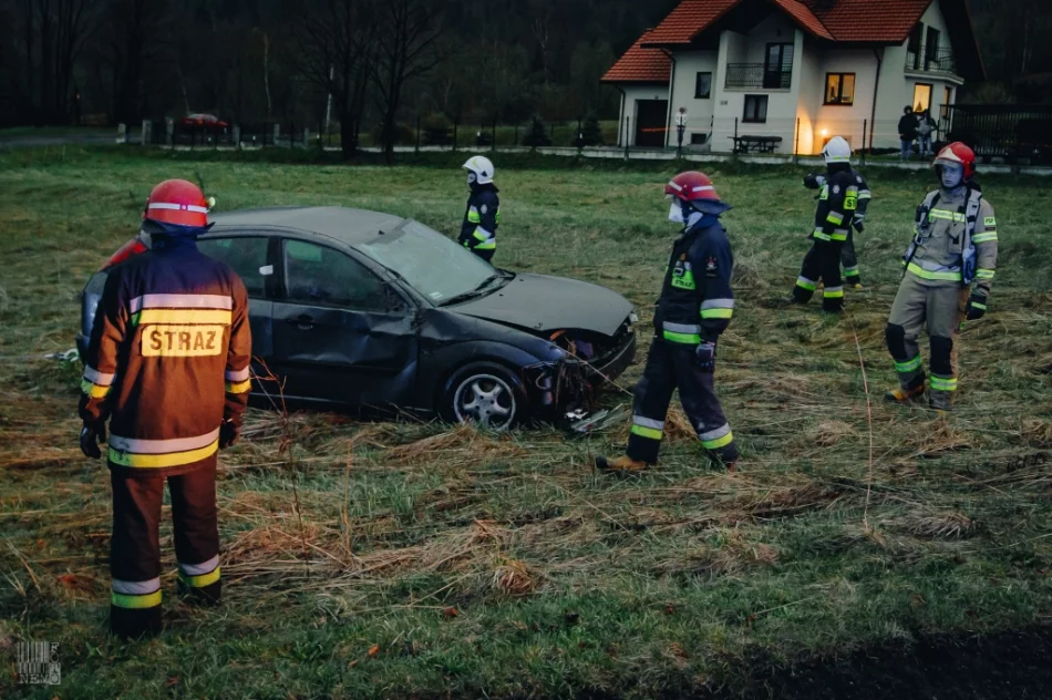 Samochód wypadł z jezdni i zatrzymał się w przydrożnym rowie - zdjęcie 8