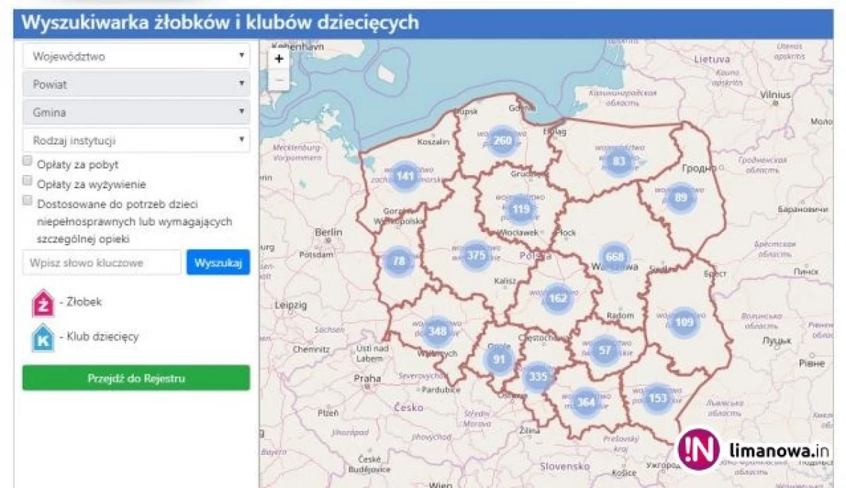 Mapa żłobków i klubów dziecięcych