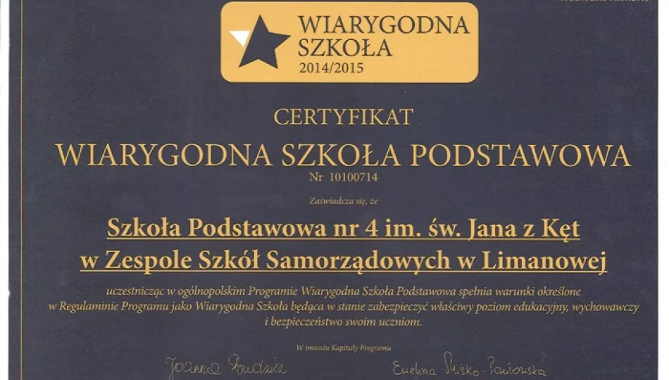 'Czwórka' wiarygodną szkołą - zdjęcie 1