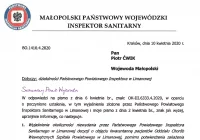 Pismo wojewódzkiego inspektora sanepidu do wojewody w sprawie limanowskiego szpitala - zdjęcie główne