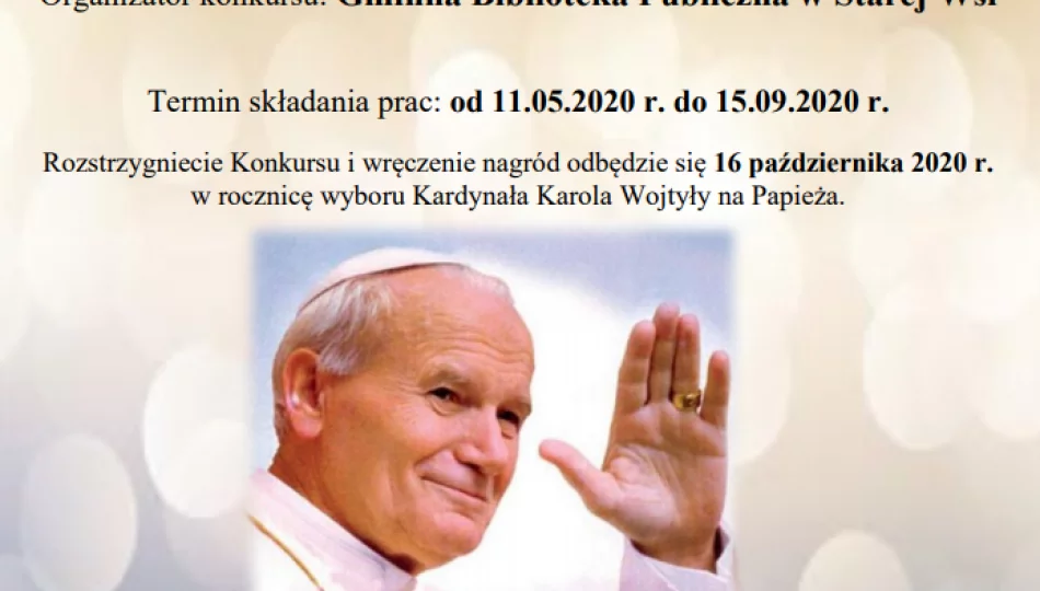 Gminny Konkurs 100. urodzin Karola Wojtyły - w bibliotece w Starej Wsi - zdjęcie 1