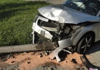 Nowy Sącz, ul. Królowej Jadwigi - samochód skosił lampę - zdjęcie główne