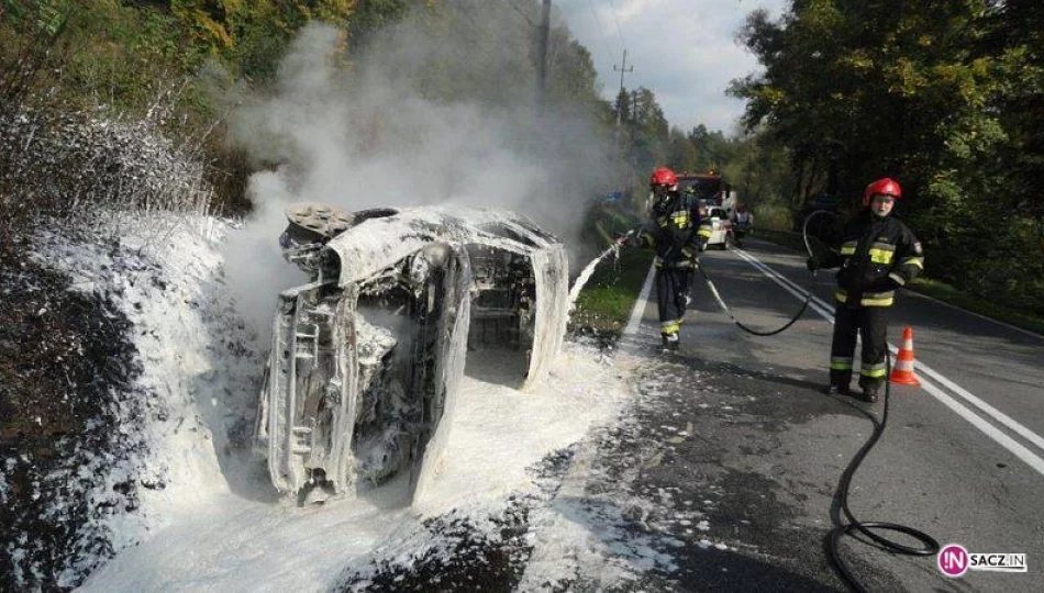 Żegiestów – pożar samochodu osobowego - zdjęcie 1