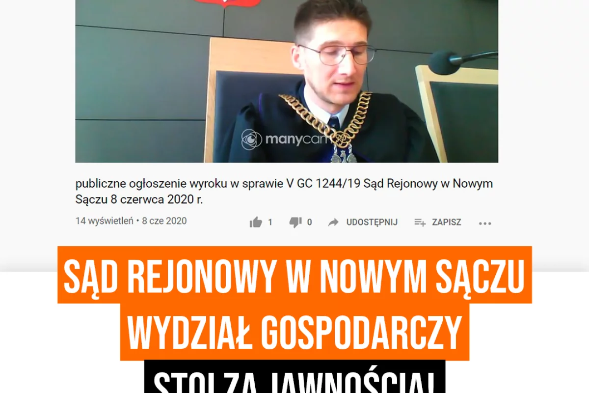 Sąd ogłasza publicznie wyroki na You Tube'ie 