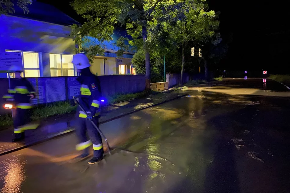 Ulewy: 300 interwencji straży, w poniedziałek 22 domy podtopione. Prezydent w Łapanowie - zdjęcie 14