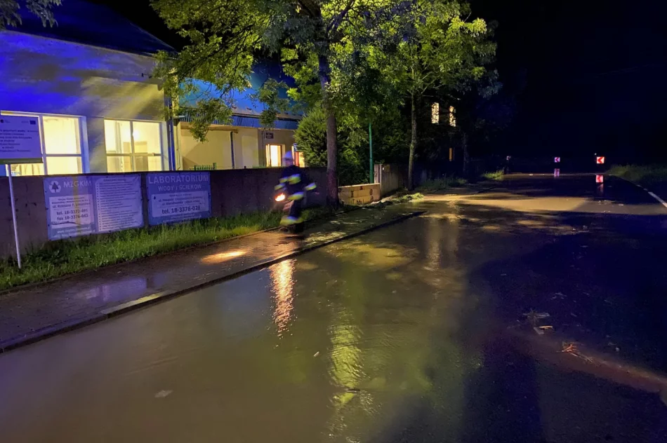 Ulewy: 300 interwencji straży, w poniedziałek 22 domy podtopione. Prezydent w Łapanowie - zdjęcie 15