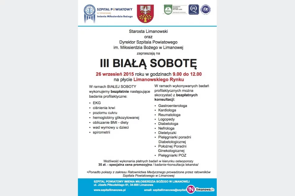 Pracownicy szpitala wyjdą na Rynek - skorzystaj  i Ty - zdjęcie 2