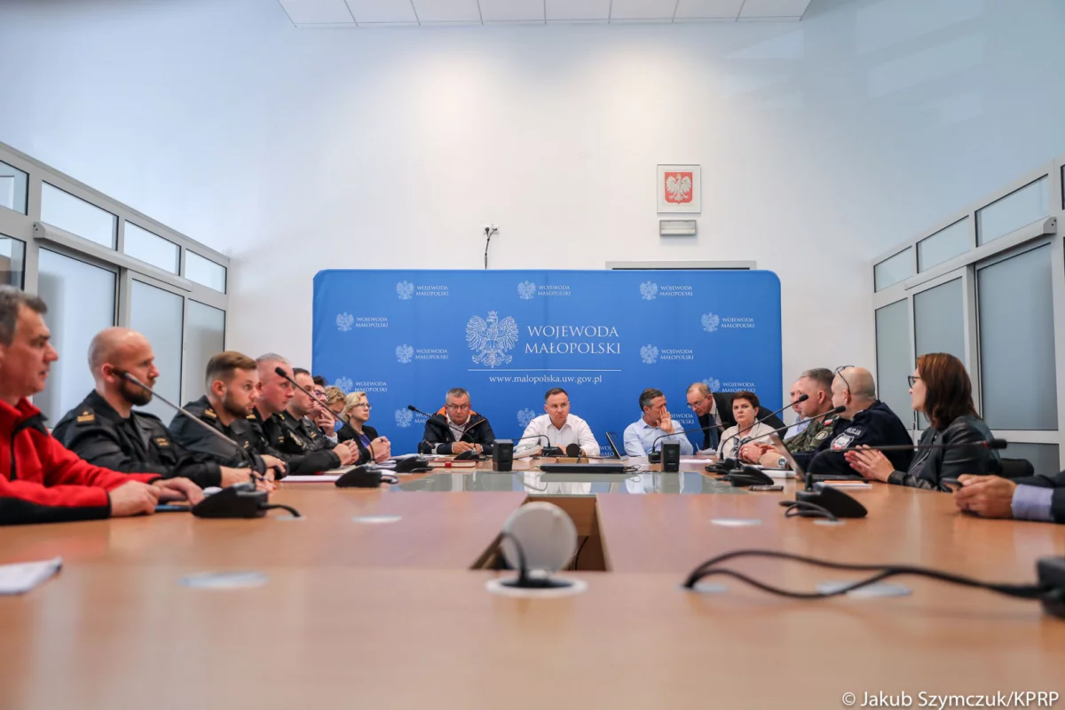 Prezydent w Małopolsce: służby w gotowości, sytuacja jest monitorowana. Spodziewane są dalsze opady