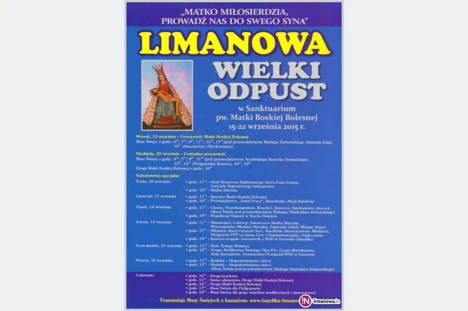Wielki Odpust w Limanowej. Zobacz tygodniowy program uroczystości - zdjęcie 2