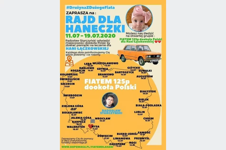 "Dużym Fiatem" jedzie dookoła Polski, by zebrać pieniądze dla chorej dziewczynki. W niedzielę odwiedzi Limanowszczyznę - zdjęcie 3