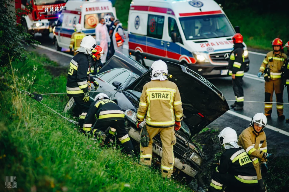 Dachowało Audi, którym podróżowały 4 osoby, w tym dzieci - zdjęcie 3