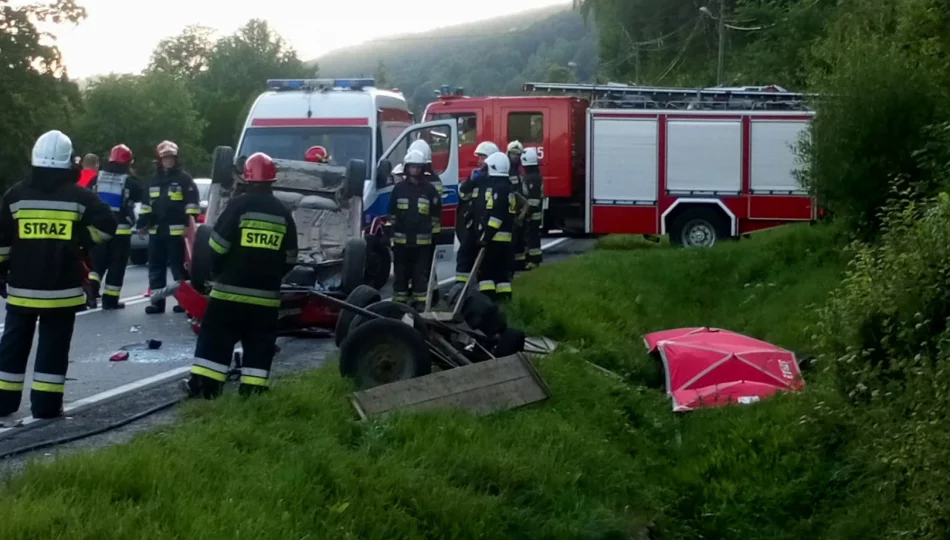 Samochód zderzył się z zaprzęgiem konnym i dachował - zdjęcie 1