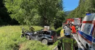 Samochód uderzył w drzewo. Zakleszczonego kierowcę wydobywano z pojazdu ponad godzinę - zdjęcie 3