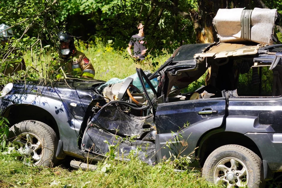 Samochód uderzył w drzewo. Zakleszczonego kierowcę wydobywano z pojazdu ponad godzinę - zdjęcie 4