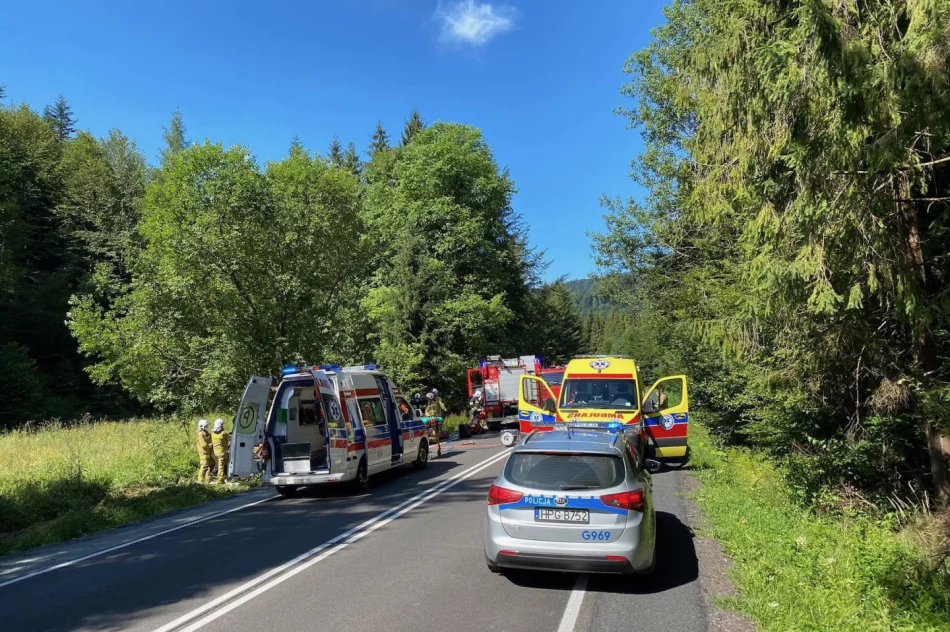 Samochód uderzył w drzewo. Zakleszczonego kierowcę wydobywano z pojazdu ponad godzinę - zdjęcie 6