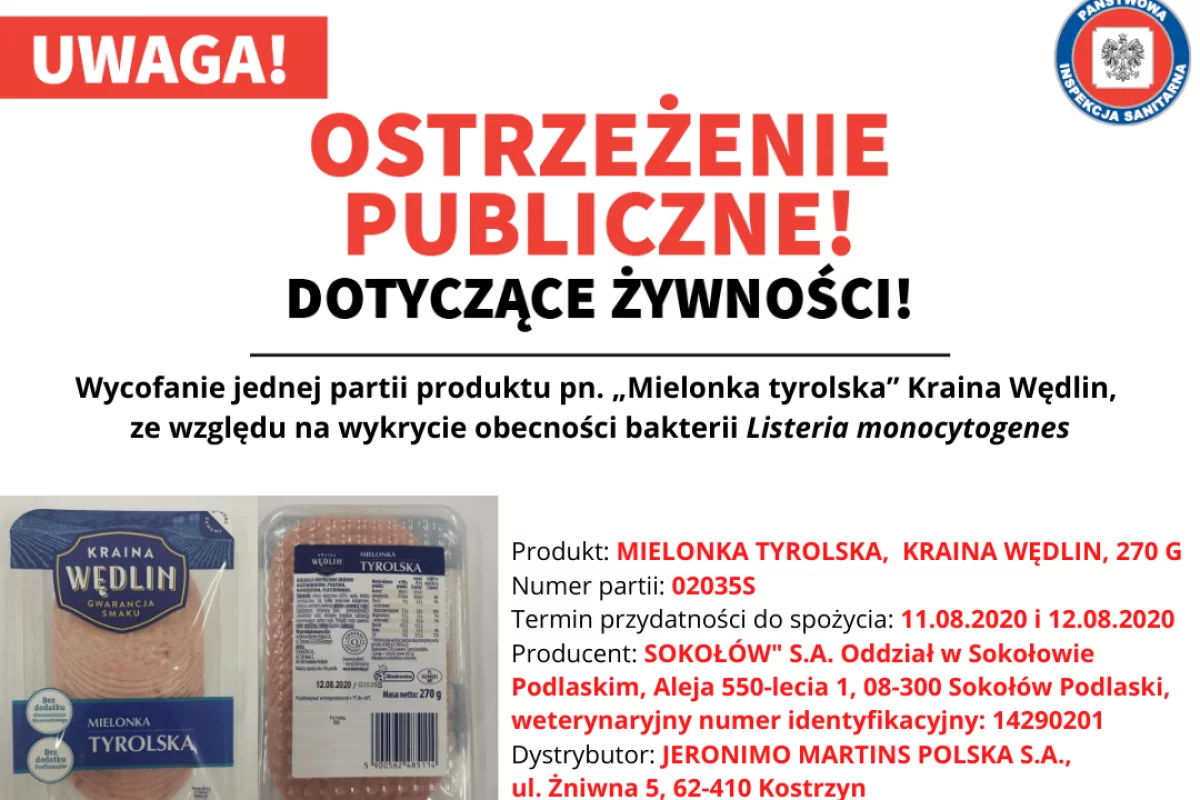 Partia wędlin wycofana ze sklepów Biedronka - w produkcie wykryto bakterie wywołujące listeriozę