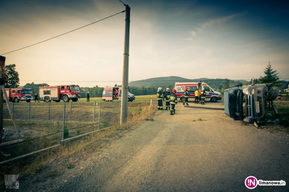Wypadł z drogi i uderzył w słup. Dwie osoby w szpitalu - zdjęcie 2