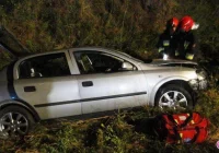 Krynica Zdrój, ulica Sądecka – samochód osobowy wypadł z drogi - zdjęcie główne