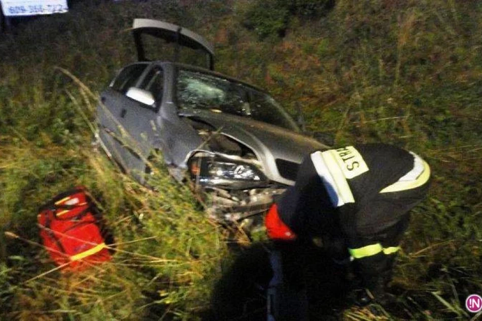 Krynica Zdrój, ulica Sądecka – samochód osobowy wypadł z drogi - zdjęcie 3