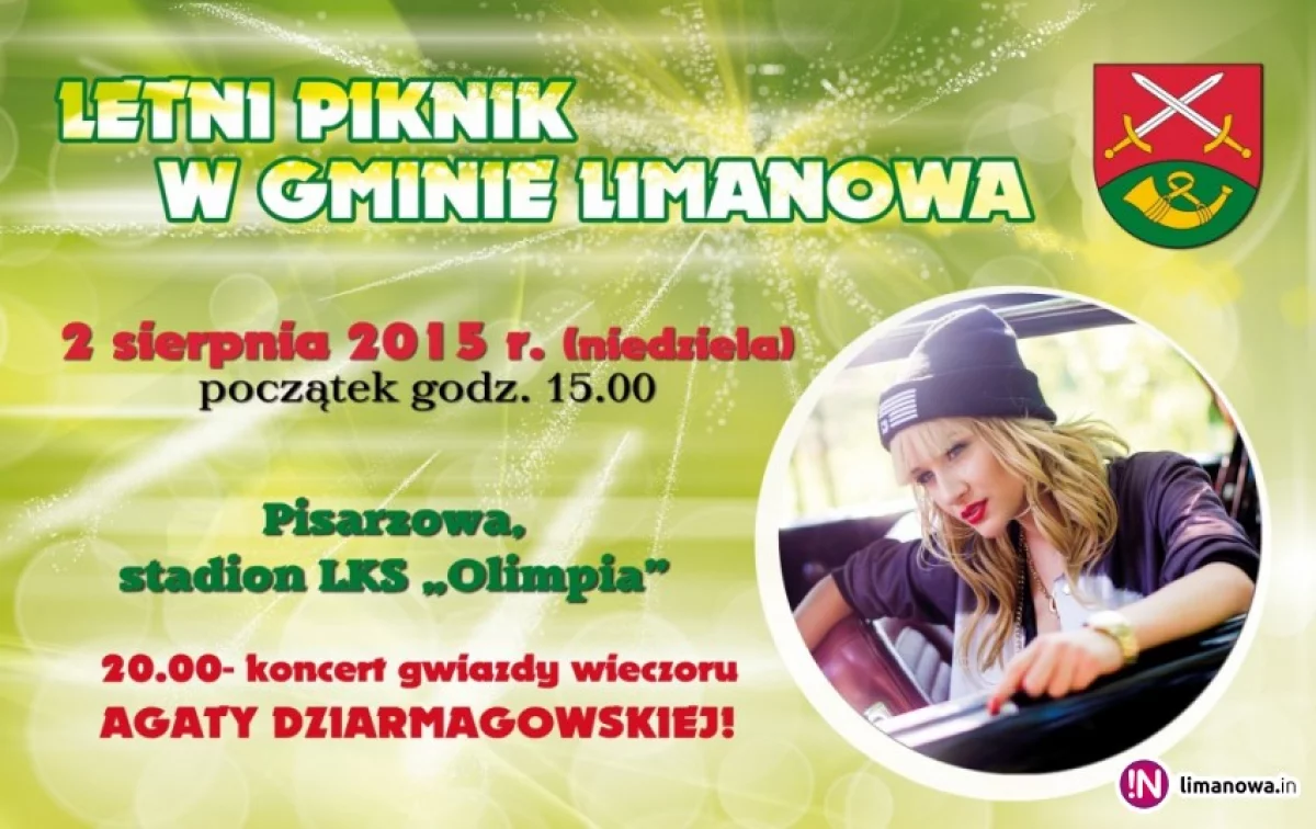 Gmina zaprasza na Letni Piknik - gwiazdą Agata Dziarmagowska