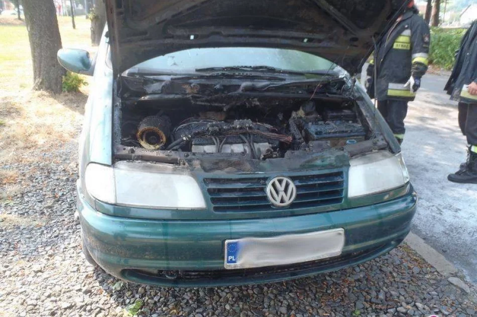 Nowy Sącz, ulica Węgierska - pożar samochodu osobowego - zdjęcie 2