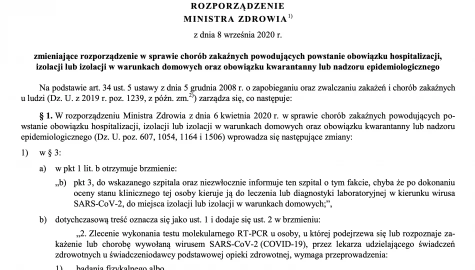 Jest nowe rozporządzenie Ministra Zdrowia w sprawie testów - zdjęcie 1