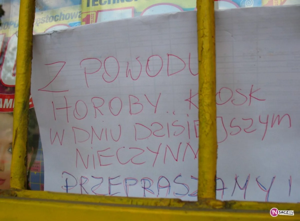 Kiosk nieczynny z powodu horoby