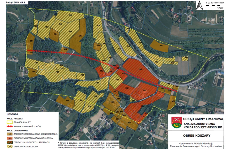 Klasyfikacja akustyczna terenu miejscowości Koszar i Mordarki w pasie 300 metrów od osi torów - zdjęcie 3