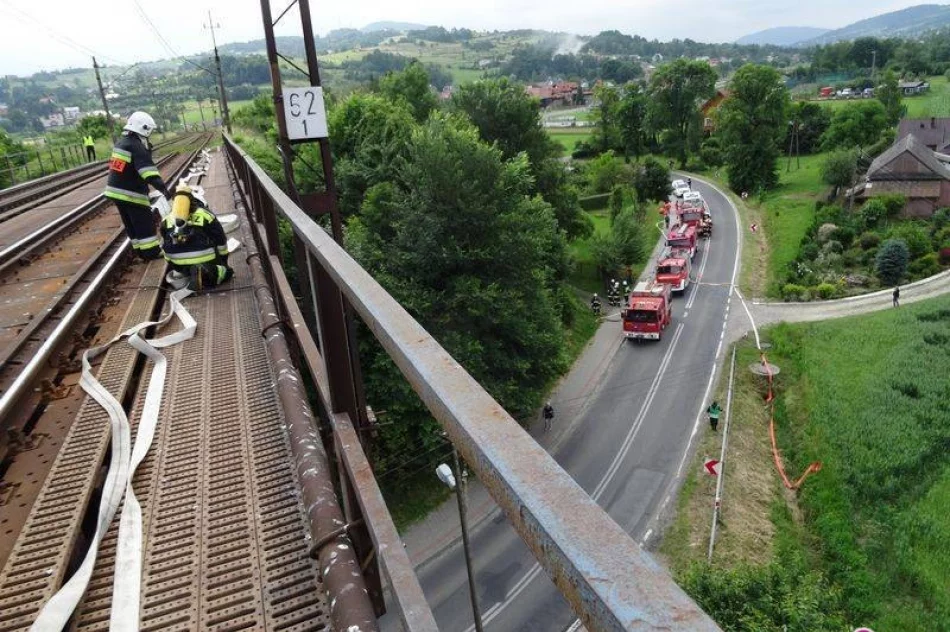 Na wiadukcie w Grybowie palił się pociąg, są ranni - zdjęcie 3