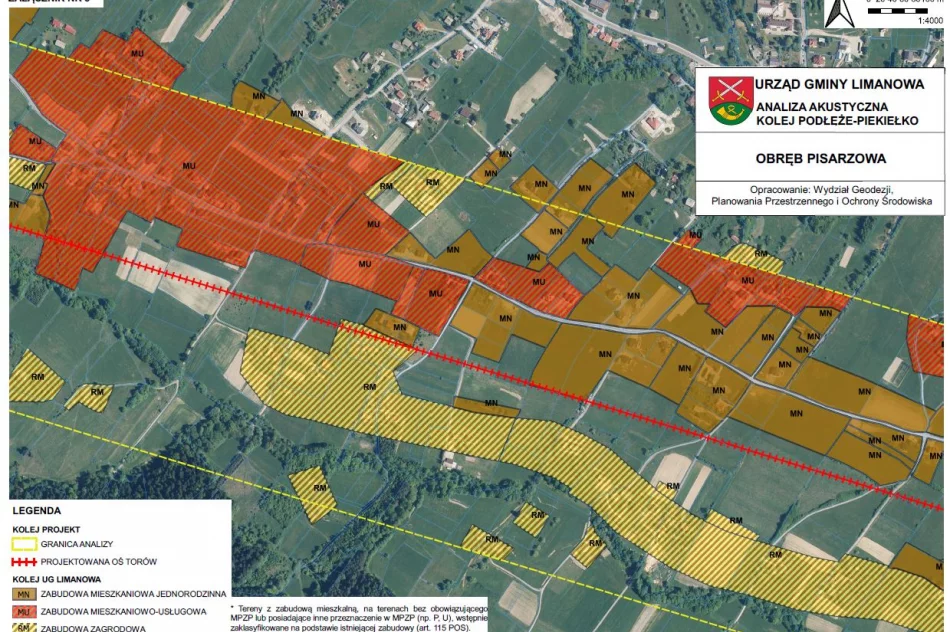 Klasyfikacja akustyczna terenu miejscowości Pisarzowa w pasie 300 metrów od osi torów - zdjęcie 2