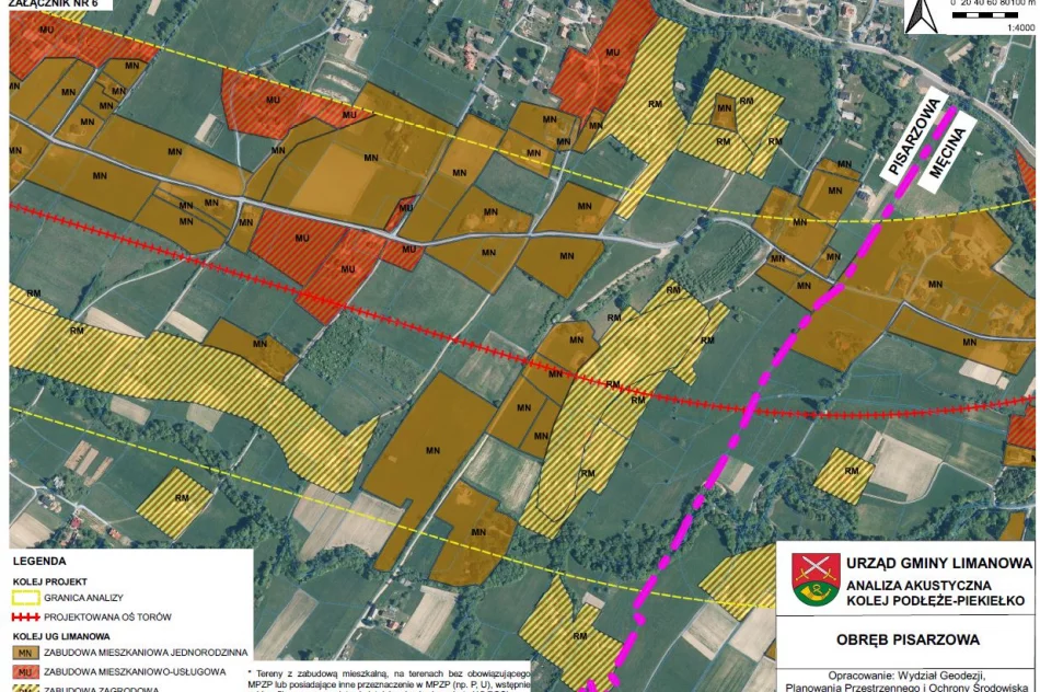 Klasyfikacja akustyczna terenu miejscowości Pisarzowa w pasie 300 metrów od osi torów - zdjęcie 4