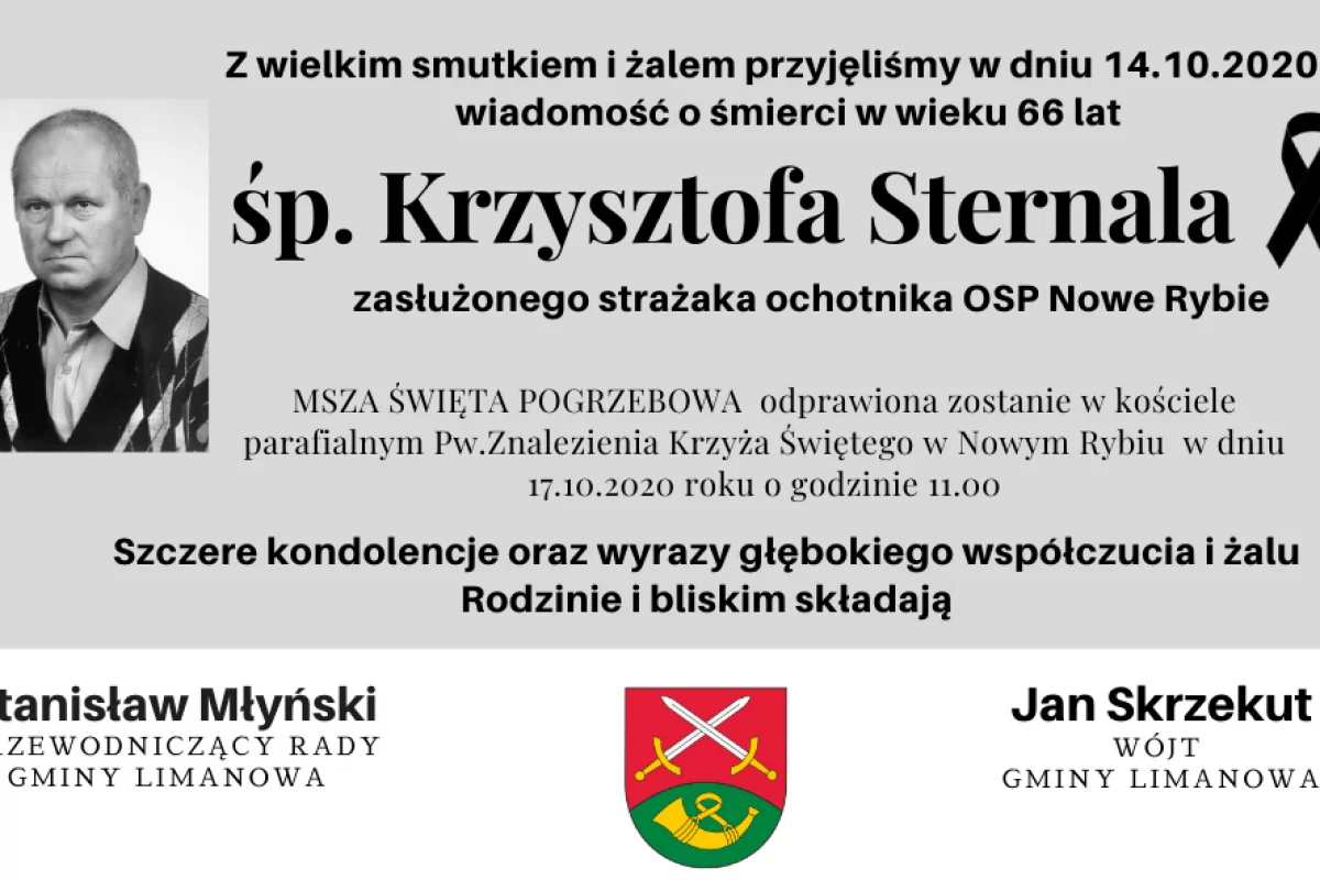 Kondolencje z powodu śmierci Krzysztofa Sternala
