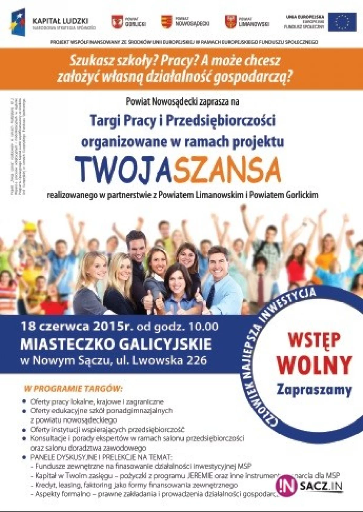 Targi Pracy i Przedsiębiorczości w ramach projektu „Twoja Szansa”