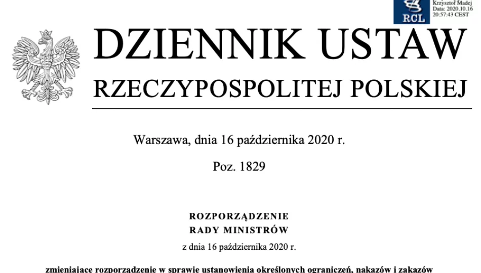 W Dzienniku Ustaw opublikowano rozporządzenie o nowych restrykcjach związanych z epidemią koronawirusa - zdjęcie 1