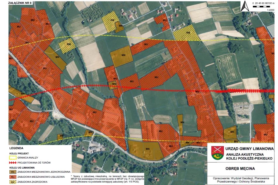 Klasyfikacja akustyczna terenu miejscowości Męcina i Kłodne w pasie 300 metrów od osi torów - zdjęcie 3
