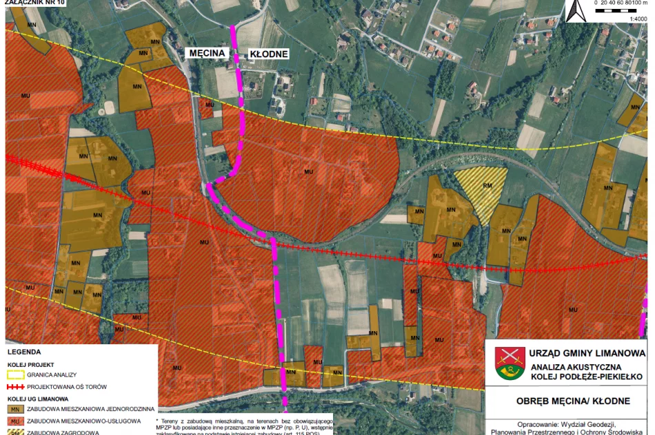Klasyfikacja akustyczna terenu miejscowości Męcina i Kłodne w pasie 300 metrów od osi torów - zdjęcie 5