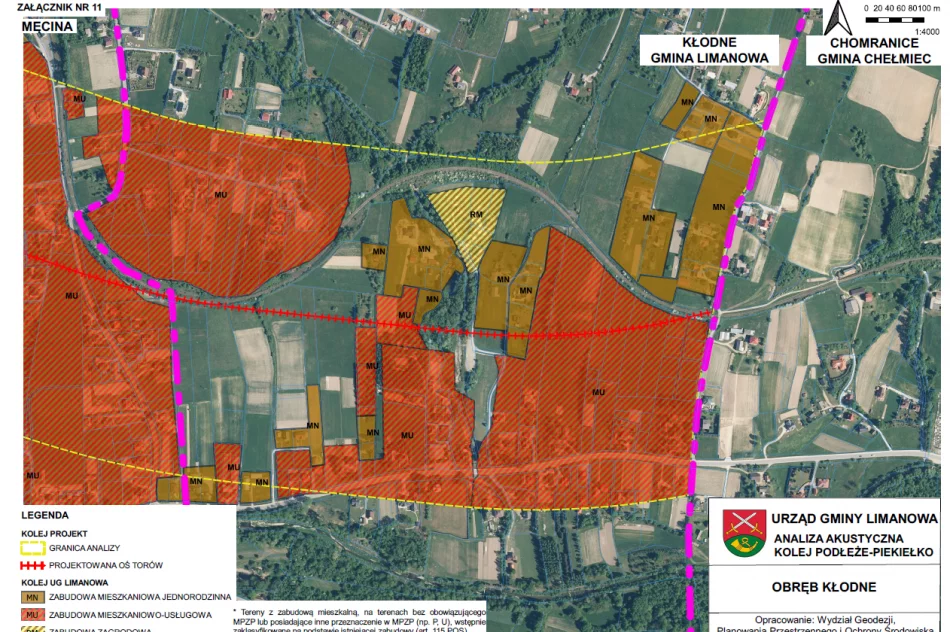 Klasyfikacja akustyczna terenu miejscowości Męcina i Kłodne w pasie 300 metrów od osi torów - zdjęcie 6