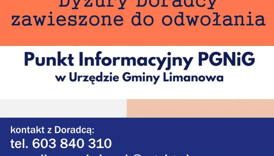 Zawieszone - do odwołania dyżury Doradcy PGNiG - zdjęcie 1