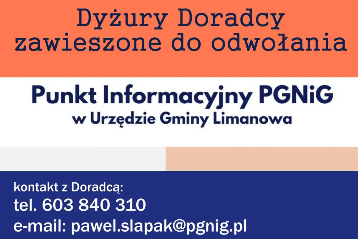 Zawieszone - do odwołania dyżury Doradcy PGNiG