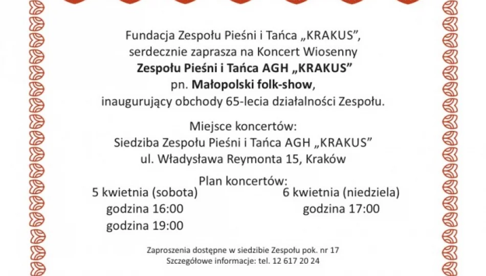 Wiosenny koncert Zespołu Pieśni i Tańca AGH „KRAKUS' - zdjęcie 1