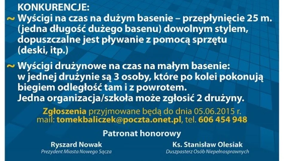 Trwają zapisy na III Igrzyska Pływackie Osób Niepełnosprawnych - zdjęcie 1