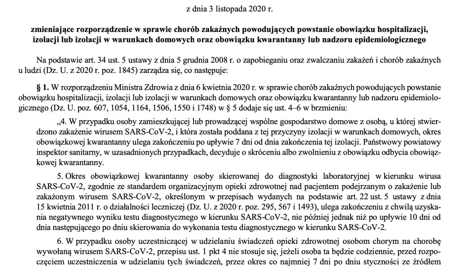 Nowe Rozporządzenie w sprawie chorób zakaźnych m.in. zakończenia autokwrantanny - zdjęcie 1