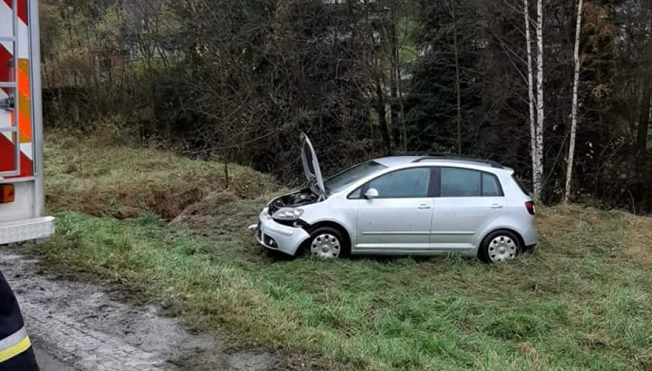 Dachował Volkswagen, pojazdem podróżowały dwie osoby - zdjęcie 1