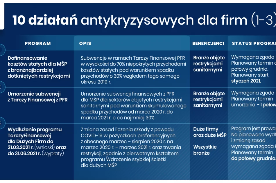 Pakiet 10 działań antykryzysowych dla polskich firm - kto może skorzystać?  - zdjęcie 2