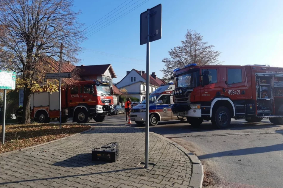Zderzenie dwóch pojazdów na skrzyżowaniu, samochód dostawczy wywrócił się na bok - zdjęcie 3
