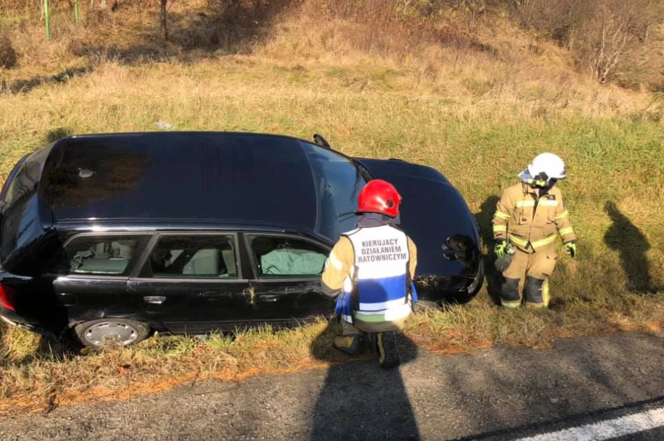 Samochód wypadł z jezdni i wjechał do przydrożnego rowu - zdjęcie 2
