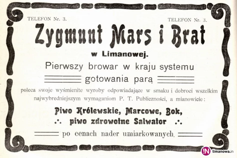 Porter, marcowe i... lecznicze. Reklamy limanowskiego piwa sprzed 100 lat - zdjęcie 2