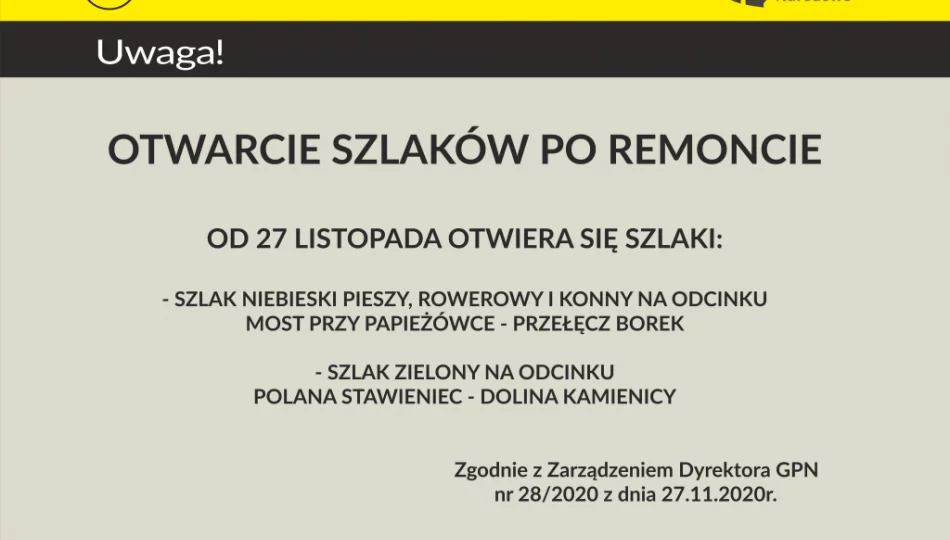 GPN otwiera szlaki po zakończeniu prac - zdjęcie 1