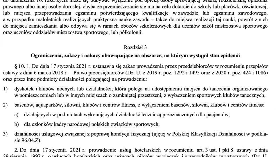 Rozporządzenie w sprawie ograniczeń, nakazów i zakazów w związku (treść rozporządzenia - rozdział III) - zdjęcie 1